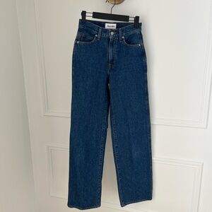 Aritzia Sun-Deh Wide-Leg Dark Blue Denim Jeans